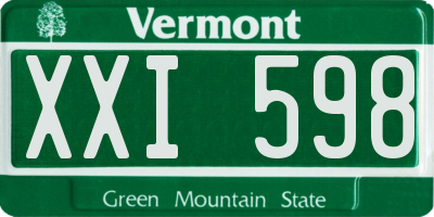 VT license plate XXI598