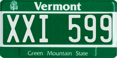VT license plate XXI599