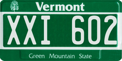 VT license plate XXI602
