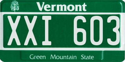 VT license plate XXI603