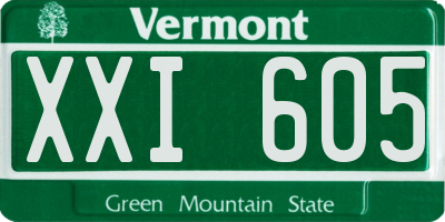 VT license plate XXI605