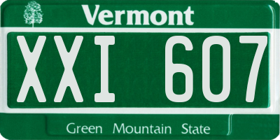 VT license plate XXI607
