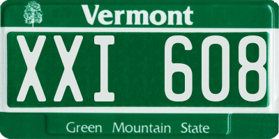 VT license plate XXI608