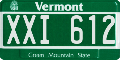 VT license plate XXI612
