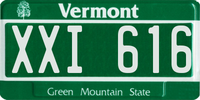 VT license plate XXI616
