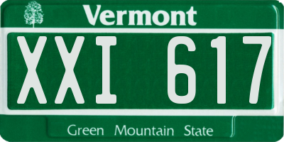 VT license plate XXI617
