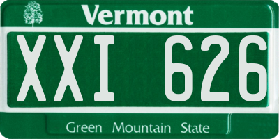 VT license plate XXI626