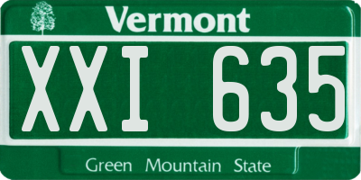 VT license plate XXI635