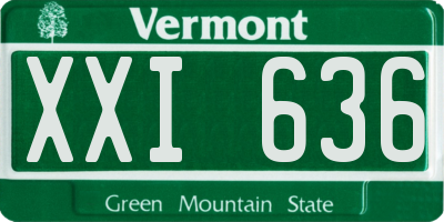 VT license plate XXI636