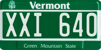 VT license plate XXI640
