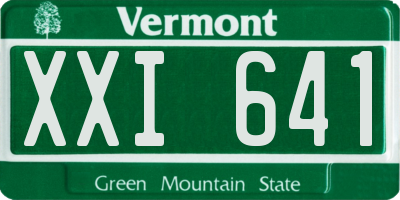 VT license plate XXI641