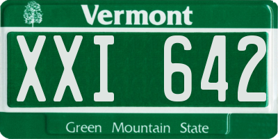 VT license plate XXI642