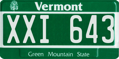 VT license plate XXI643