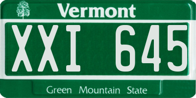 VT license plate XXI645