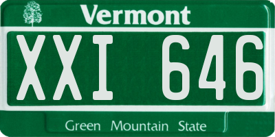 VT license plate XXI646