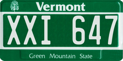 VT license plate XXI647