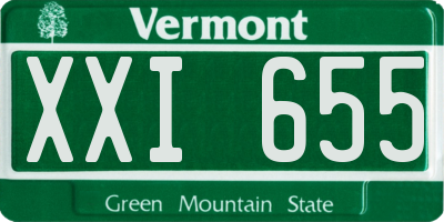 VT license plate XXI655