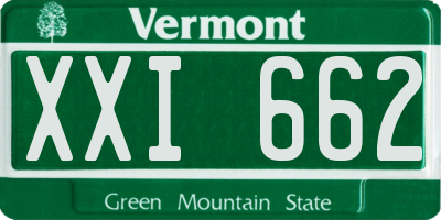 VT license plate XXI662