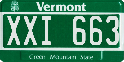VT license plate XXI663