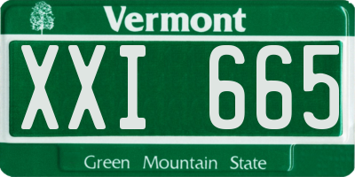 VT license plate XXI665