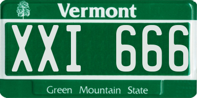 VT license plate XXI666