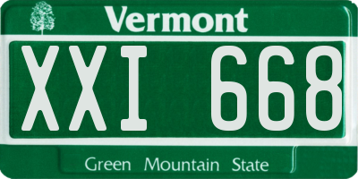 VT license plate XXI668