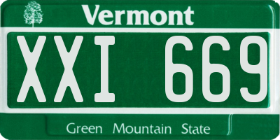 VT license plate XXI669