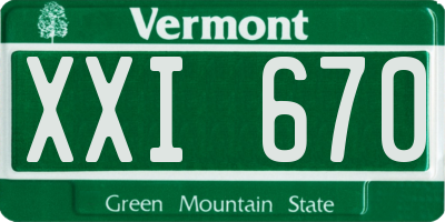 VT license plate XXI670
