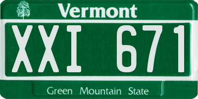 VT license plate XXI671