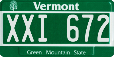 VT license plate XXI672