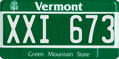 VT license plate XXI673