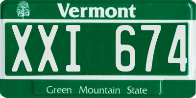 VT license plate XXI674