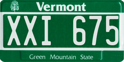 VT license plate XXI675