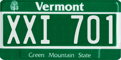 VT license plate XXI701