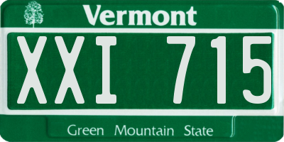 VT license plate XXI715