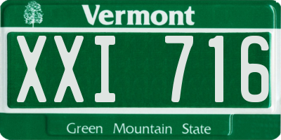 VT license plate XXI716