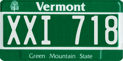 VT license plate XXI718