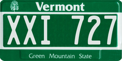 VT license plate XXI727
