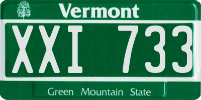 VT license plate XXI733