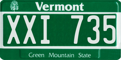 VT license plate XXI735