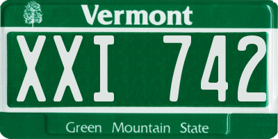 VT license plate XXI742