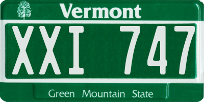 VT license plate XXI747