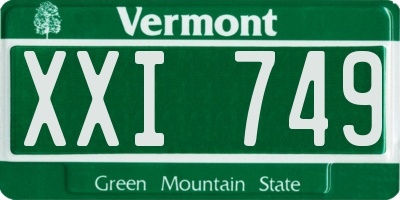 VT license plate XXI749