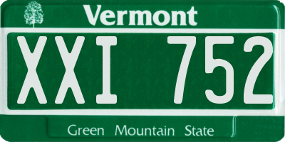 VT license plate XXI752