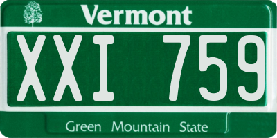 VT license plate XXI759
