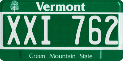 VT license plate XXI762