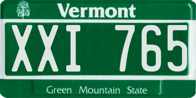 VT license plate XXI765