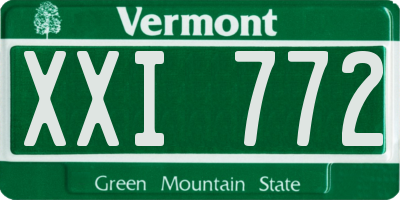 VT license plate XXI772