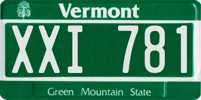 VT license plate XXI781