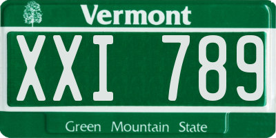 VT license plate XXI789